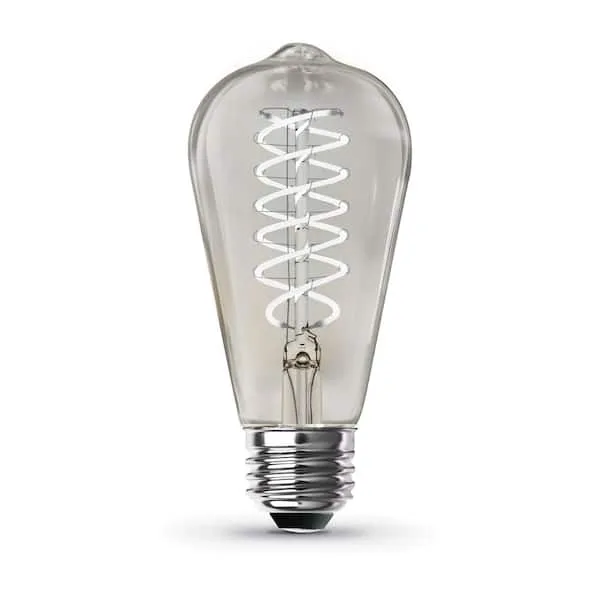 60-Watt Equivalent ST19 Dimmable Spiral Filament Clear Glass E26 Vintage Edison LED Light Bulb, Daylight