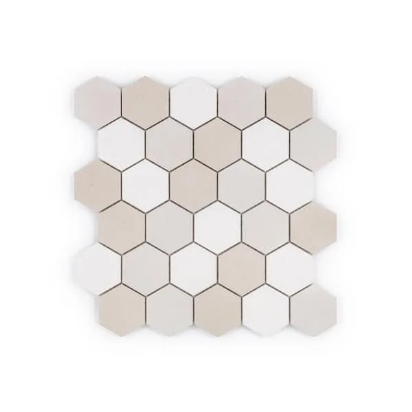 Earthen Loft Cream 11.25 in. x 11.75 in. Hexagon Honed Terrazzo Wall and Floor Mosaic Tile (0.918 sq. ft./Each)