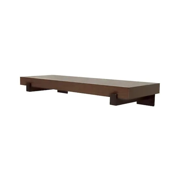 Classic Farmhouse 35.4 in. W x 8.25 in. D Barn-Wood Finish MDF Quick Mount Bracket Decorative Wall Shelf