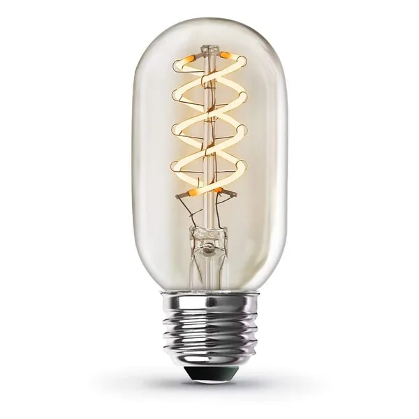 40-Watt Equivalent T14 Dimmable Spiral Filament Clear Glass E26 Vintage Edison LED Light Bulb, Soft White