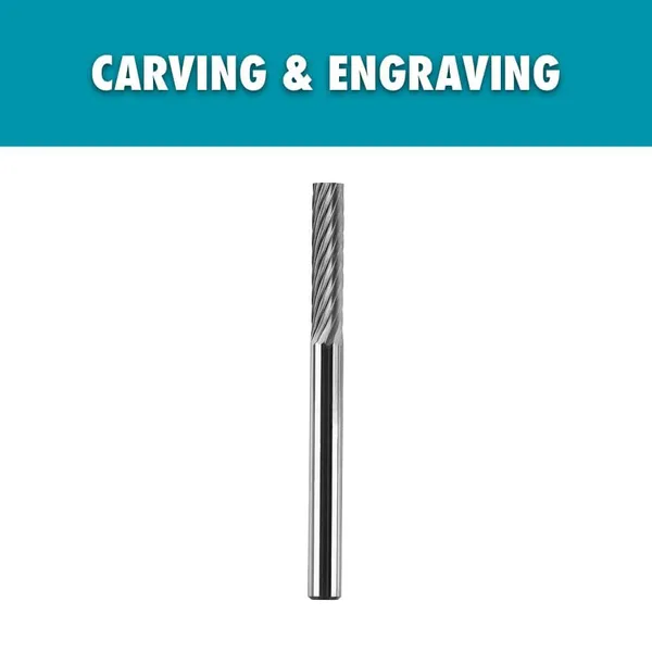 Rotary Tool 1/8 in. Carbide Flat End Engraving Burr (For Metal, Plastic and Wood)