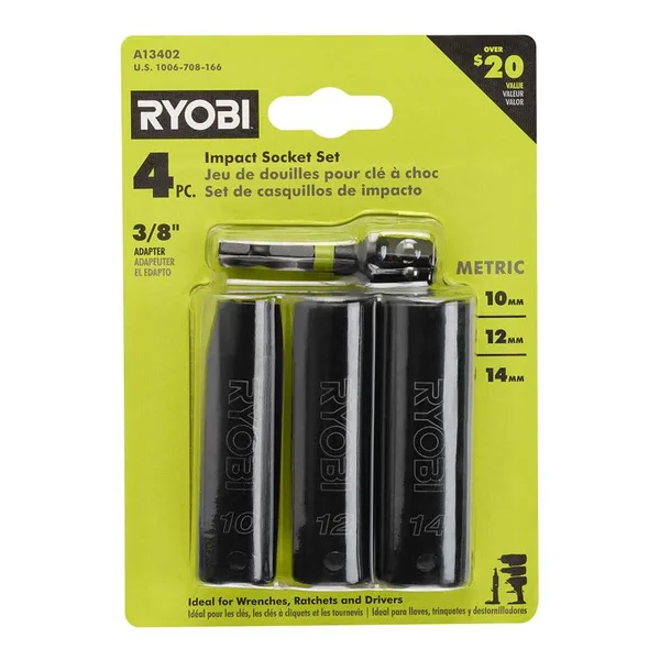 3/8 in. Drive Metric Impact Socket Set (4-Piece)