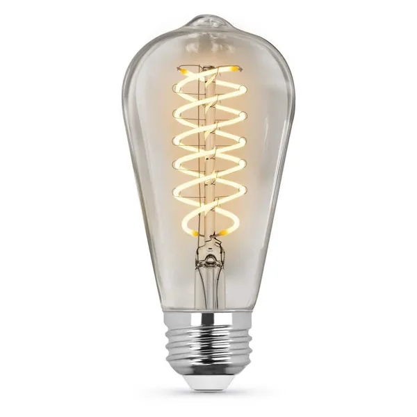60-Watt Equivalent ST19 Dimmable Spiral Filament Clear Glass E26 Vintage Edison LED Light Bulb, Soft White