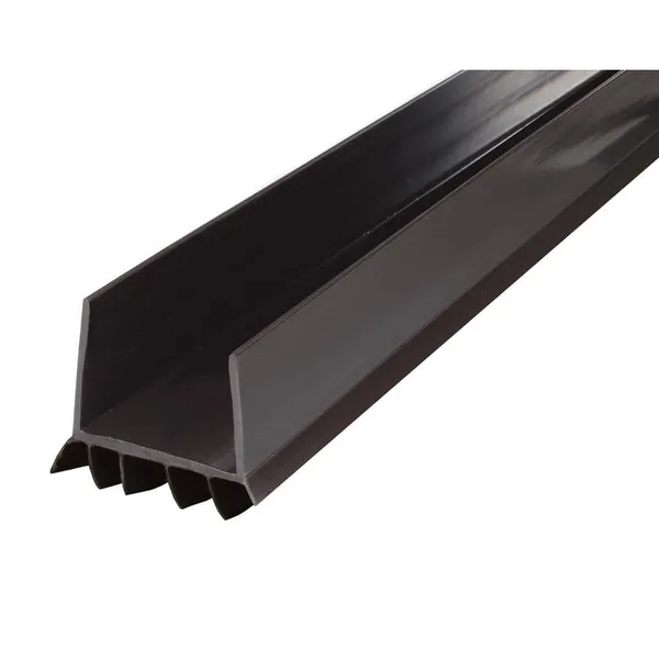 36 in. Brown Vinyl U-Shape Deny Slide-On Under Door Seal