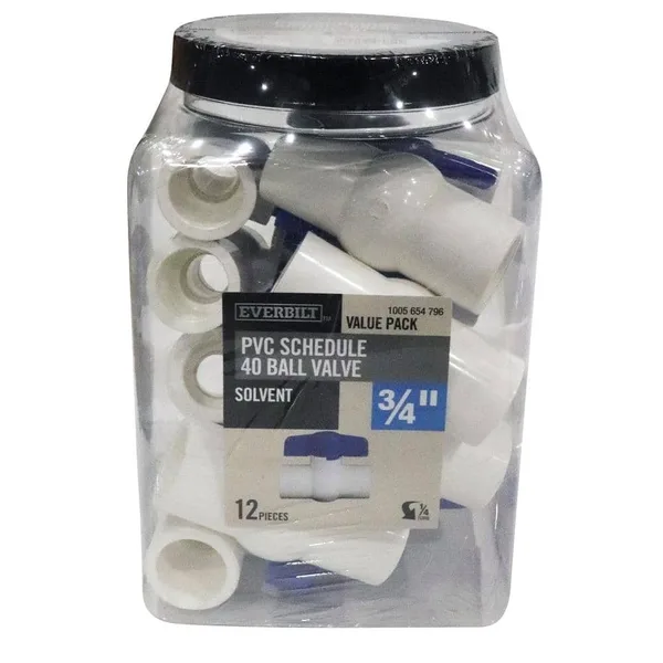 3/4 in. x 3/4 in. PVC Schedule 40 Slip x Slip Ball Valve Pro Pack (12-Pack)