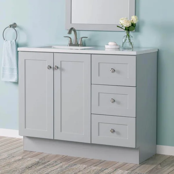 Bannister 43 in. W x 19 in. D x 35 in. H Single Sink Bath Vanity in Pearl Gray with White Cultured Marble Top