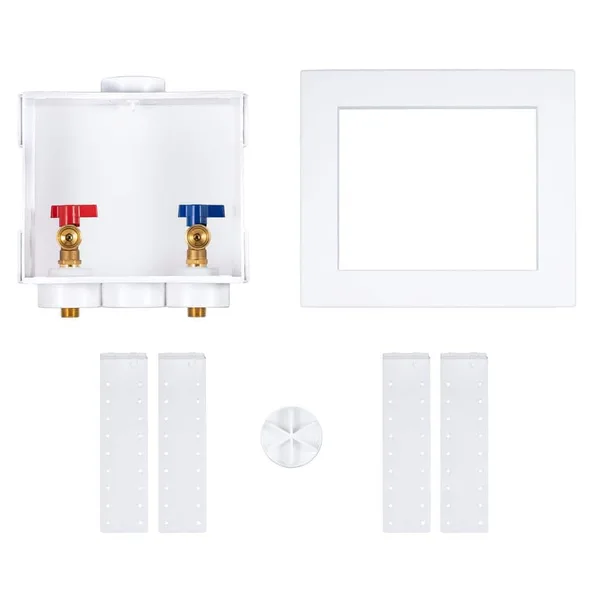 Quadtro 2 in. Copper Sweat Connection Washing Machine Outlet Box with 1/4 Turn Brass Screw-On Ball Valves