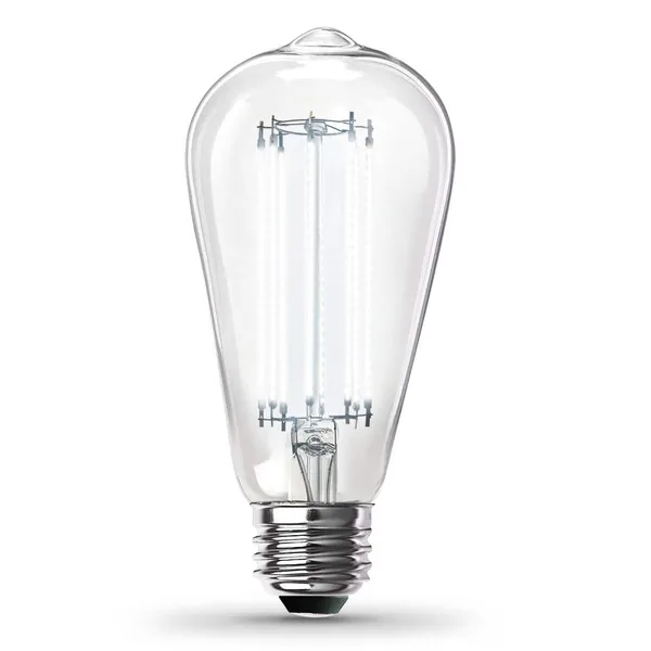 100-Watt Equivalent ST19 Dimmable Straight Filament Clear Glass E26 Vintage Edison LED Light Bulb, Daylight 5000K