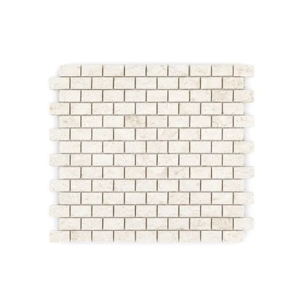 Desert Peach Cream 10.875 in. x 12 in. Mini Brick Semi Polished Marble Wall and Floor Mosaic Tile (0.906 sq. ft./Each)