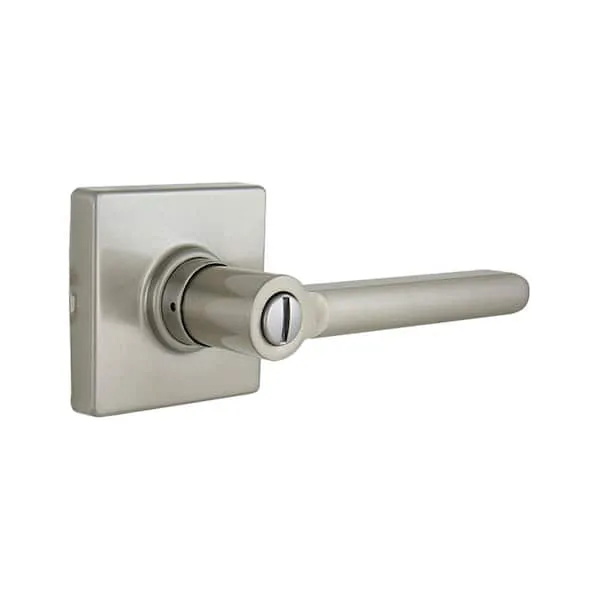 Tonebridge Satin Nickel Bed/Bath Door Lever with Square Rose