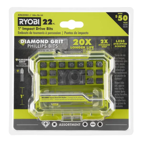 1 in. Diamond Grit Impact Drive Bits (22-Piece)