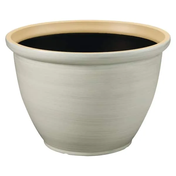 15 in. Giselle Cream Decorative Plastic Planter (15 in. D x 10 in. H) with Drainage Hole